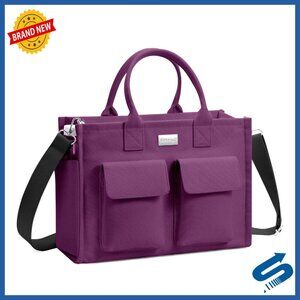 Heavy-Duty Canvas Tote Bag Adjustable Crossbody Shoulder Handbag 9 Pockets